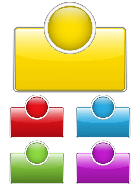 Glossy web buttons with colored boxes. — Stock Vector