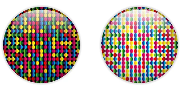 Glass Circle Button Colorful Dots — Stock Vector