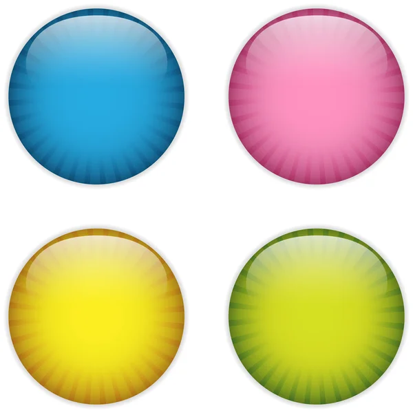 Glass Circle Button Colorful Stripes — Stock Vector