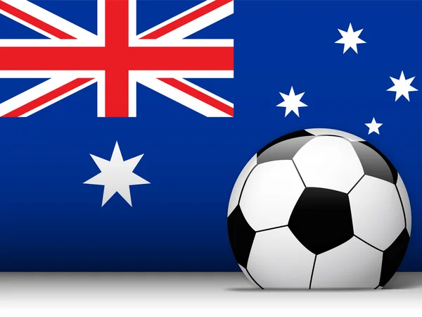 Austrália bola de futebol com fundo de bandeira — Vetor de Stock