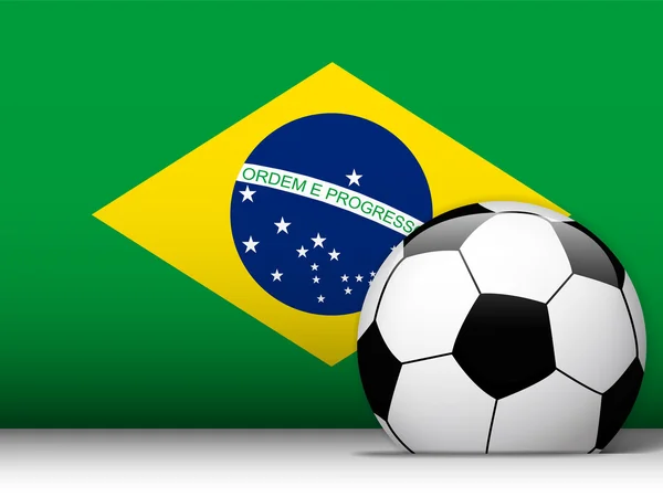 Brazil Soccer Ball with Flag Background — Stock Vector