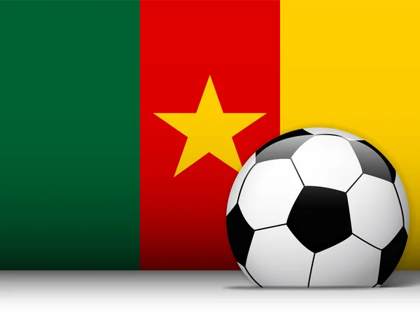 Camerun palla da calcio con sfondo bandiera — Vettoriale Stock