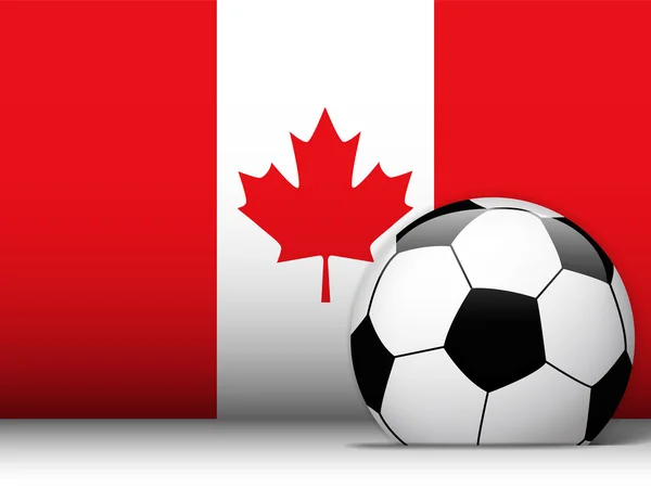Bola de futebol do Canadá com fundo de bandeira — Vetor de Stock