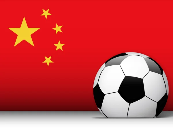 Cina Pallone da calcio con sfondo bandiera — Vettoriale Stock