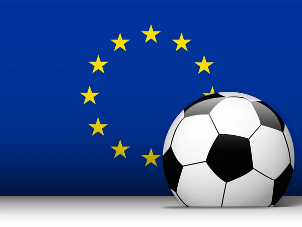 Balón de fútbol de Europa con fondo de bandera — Archivo Imágenes Vectoriales