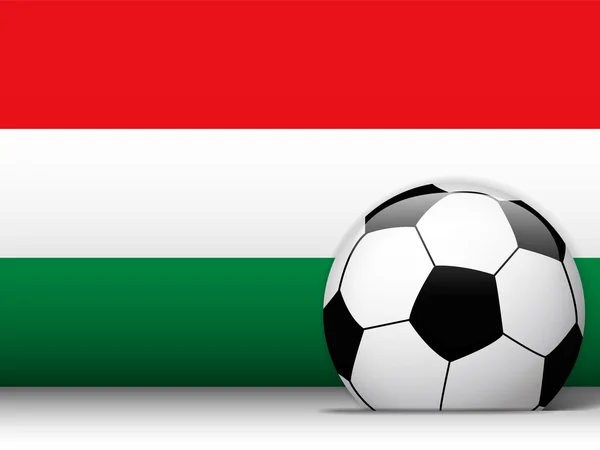 Balón de fútbol de Hungría con fondo de bandera — Vector de stock