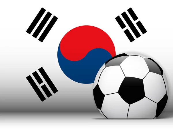 South Korea Soccer Ball with Flag Background — Stock Vector