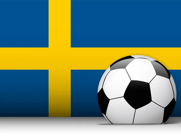 Bola de futebol da Suécia com fundo de bandeira — Vetor de Stock
