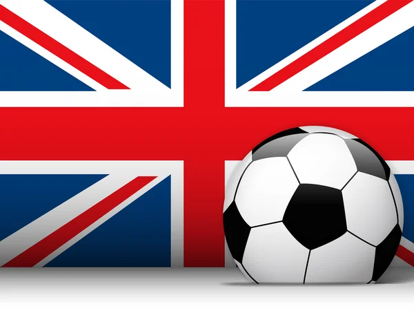 旗の背景を持つイギリスのサッカー ボール — ストックベクタ