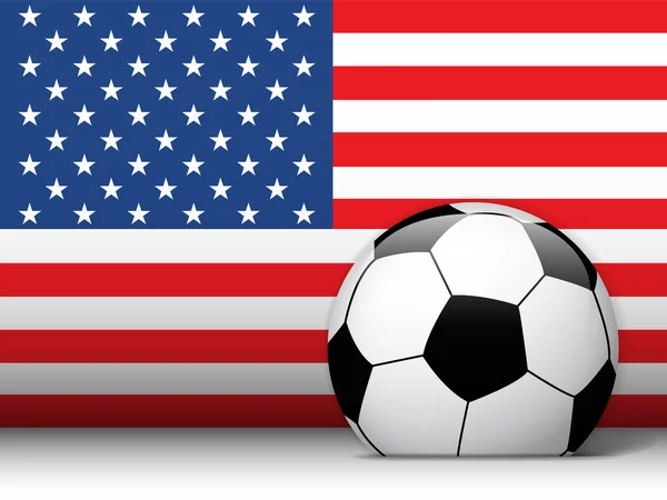 United States Soccer Ball with Flag Background — Stock Vector