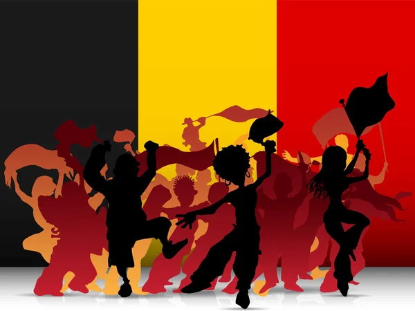 Βέλγιο αθλητισμού πλήθος ανεμιστήρα με σημαία — Διανυσματικό Αρχείο