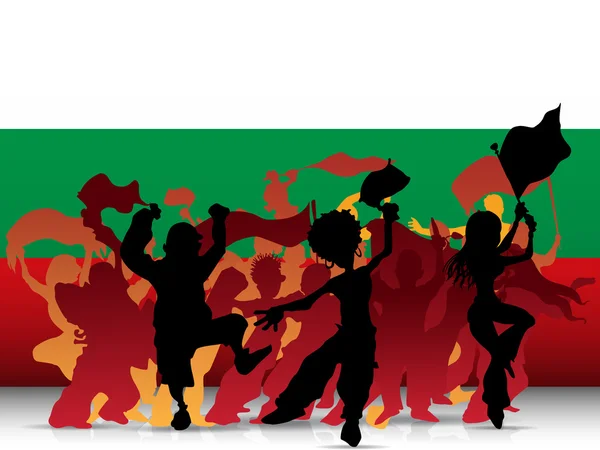 Bulgaria Sport Fan Crowd with Flag — Stock Vector