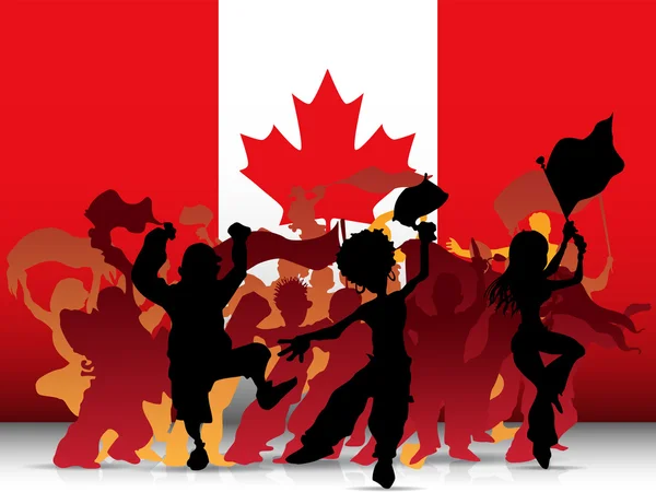 加拿大体育风扇人群与标志 — 图库矢量图片