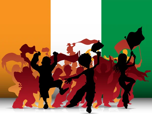 フラグを使ってアイルランド スポーツ ファンの群衆 — ストックベクタ