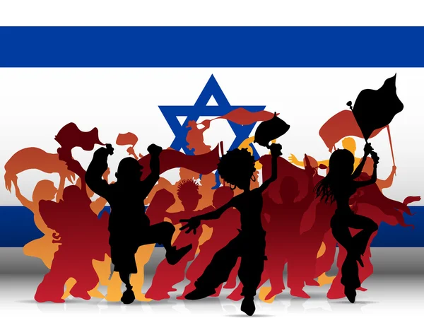 İsrail spor fan kalabalık bayrak ile — Stok Vektör