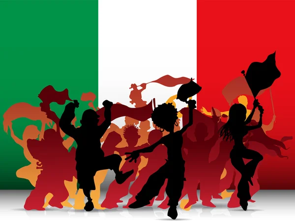 Włochy sport fan tłum z flagą — Wektor stockowy