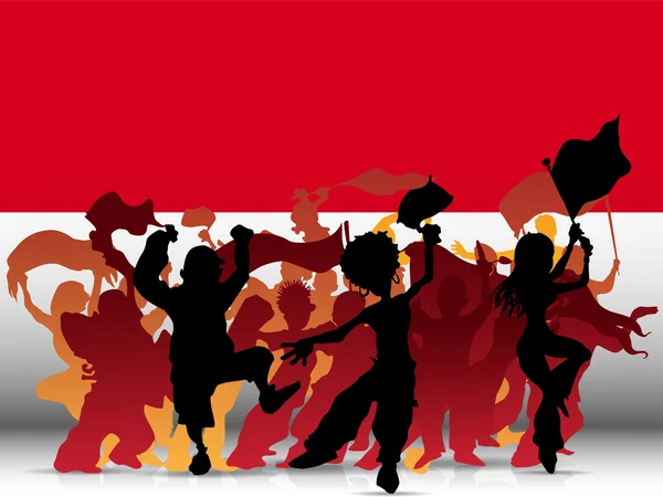 摩纳哥体育风扇人群与标志 — 图库矢量图片