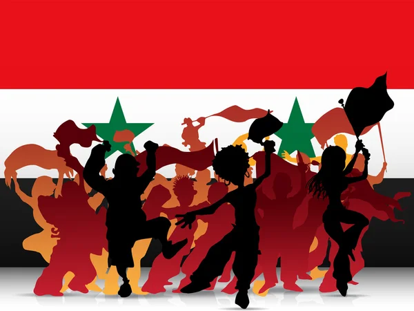 Syria Sport Fan Crowd with Flag — Stock Vector