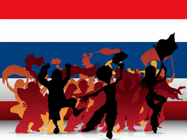 Thaiföld Sport rajongó tömeg zászló — Stock Vector
