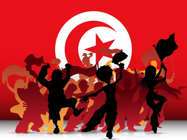 Turkey Sport Fan Crowd with Flag — Stock Vector
