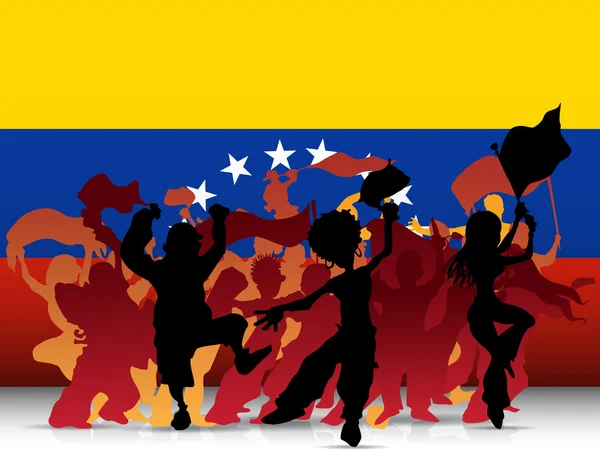 Venezuela Sport Fan Crowd with Flag — Stock Vector