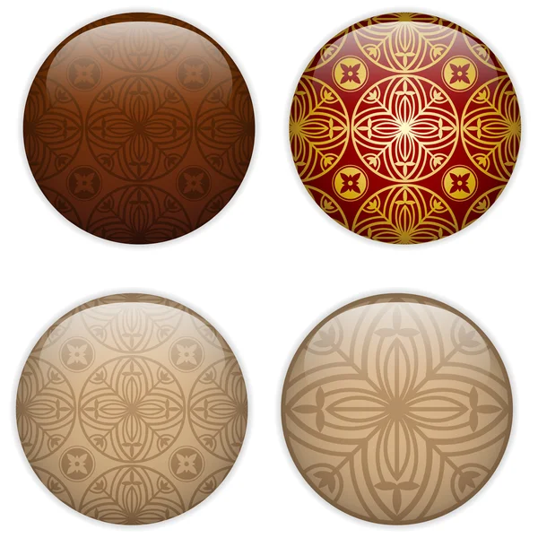 Glass Circle Button Basque Textures — Stock Vector