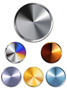 Metal Buttons. Silver, Gold, Copper clipart