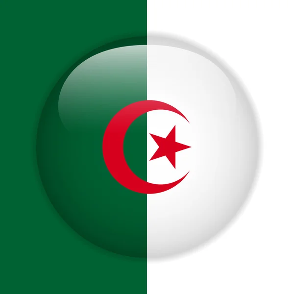 Algeria Flag Glossy Button — Stock Vector