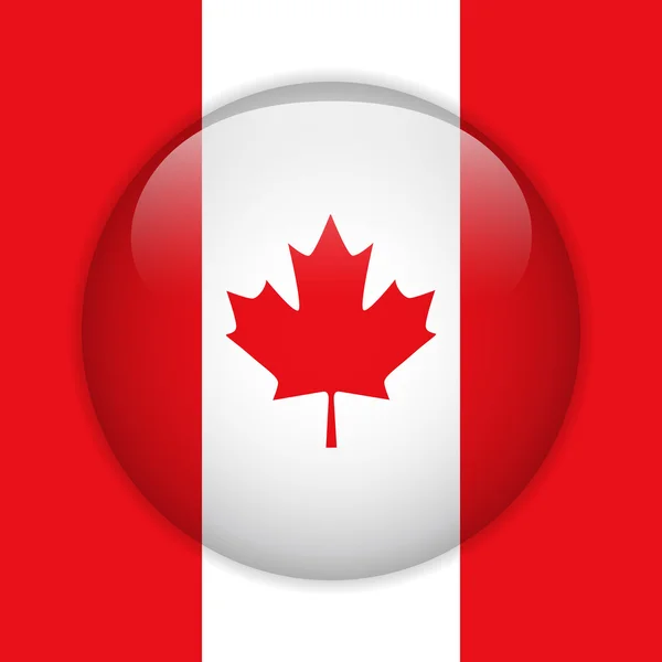 Bandera de Canadá botón brillante — Vector de stock