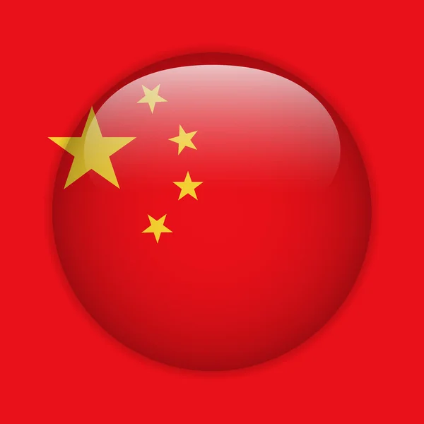 Çin bayrağı parlak düğme — Stok Vektör