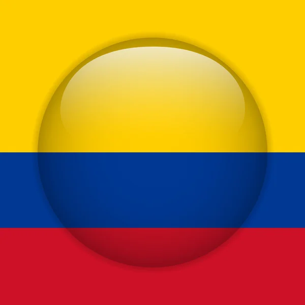 Botão Brilhante Bandeira da Colômbia — Vetor de Stock