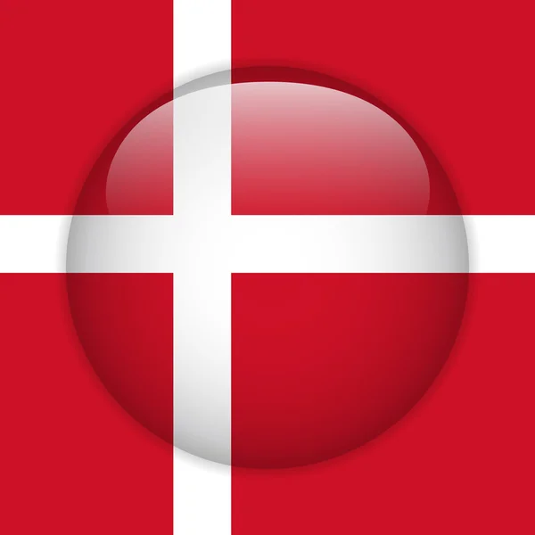 Блестящая кнопка для флага Дании — стоковый вектор