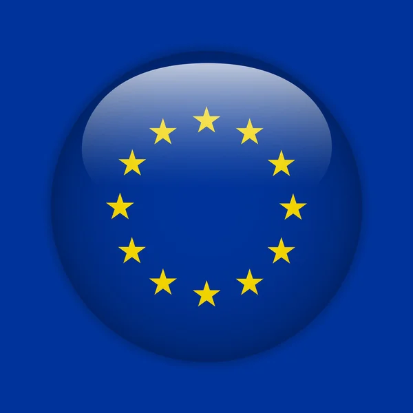 Ευρώπη σημαία γυαλιστερή κουμπί — Διανυσματικό Αρχείο