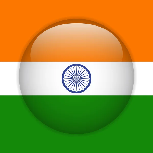 Indien Flagge glänzend Knopf — Stockvektor