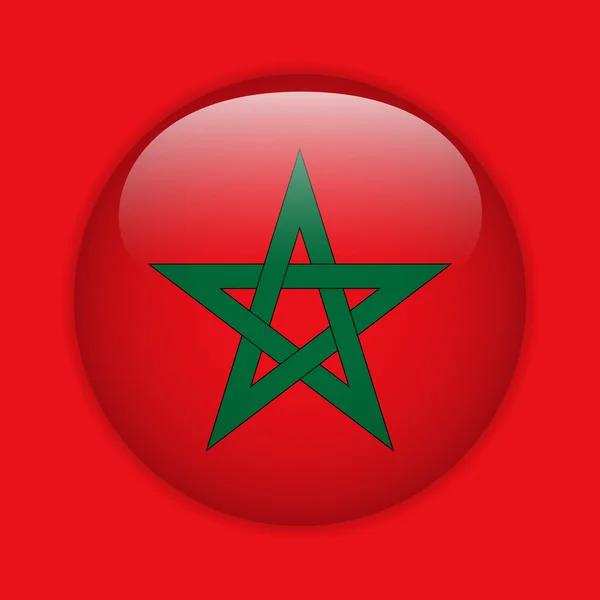 モロッコの旗の光沢のあるボタン — ストックベクタ