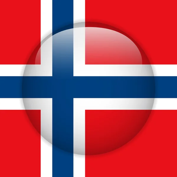 Norwegische Flagge glänzend Knopf — Stockvektor