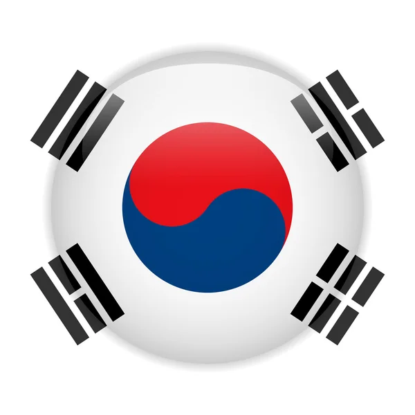 Zuid-korea vlag glanzende knop — Stockvector