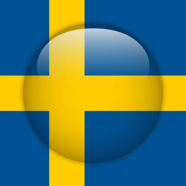 İsveç bayrağı parlak düğme — Stok Vektör