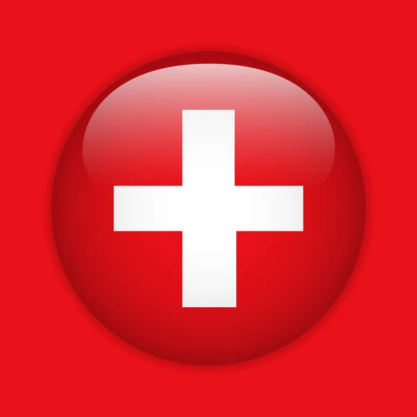 Svájc jelző fényes gomb — Stock Vector