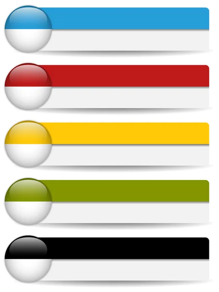 Boutons web brillants avec barres colorées . — Image vectorielle