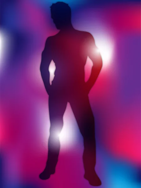 Sexy Boy Silhouette em fundo colorido —  Vetores de Stock