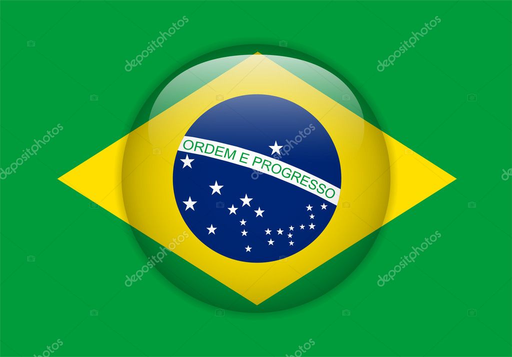 Vector illustration of Brazil Flag Glossy Button 11332999