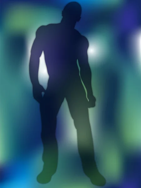 Silhouette garçon sexy sur fond coloré — Image vectorielle
