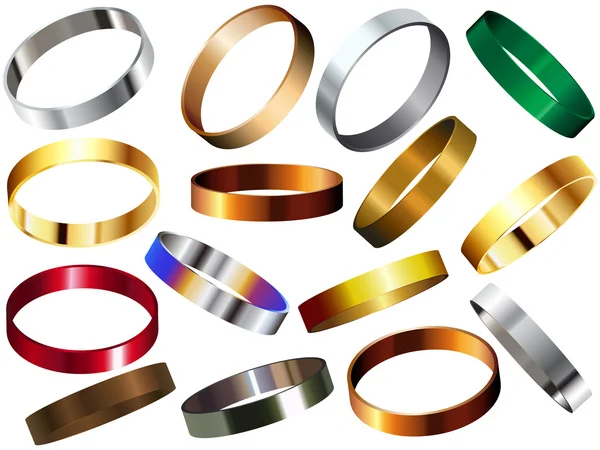 Metal Rings Bracelets Wristband Set — Stock Vector
