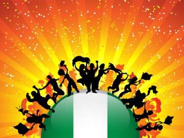 Nigeria Sport Fan Crowd with Flag clipart
