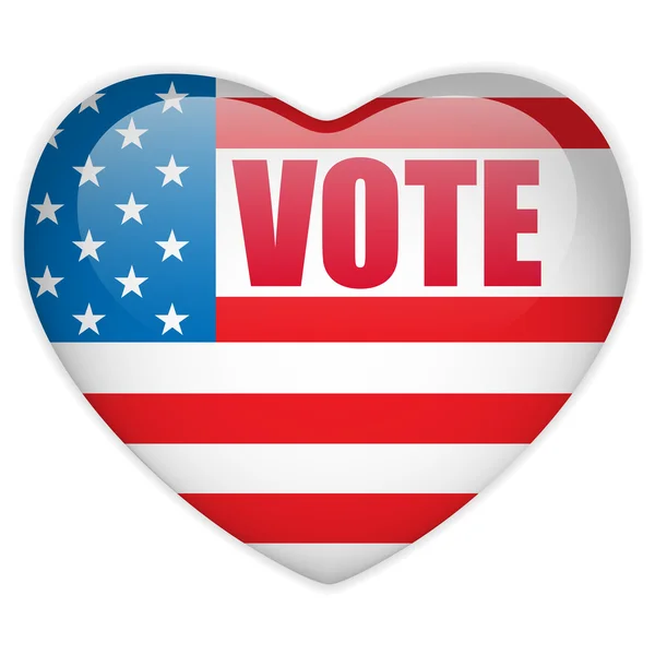 ABD seçim oy kalp düğmesi. — Stok Vektör