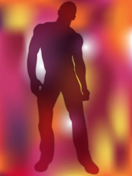 Silhouette garçon sexy sur fond coloré — Image vectorielle