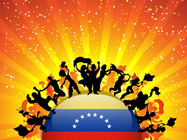 Venezuela Sport Fan Crowd with Flag — Stock Vector