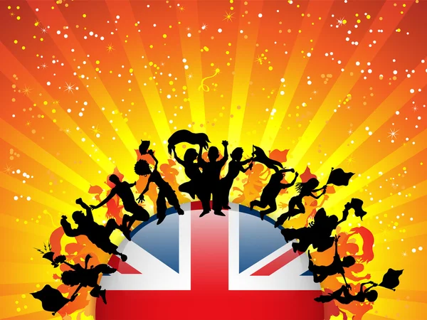 UK Sport Fan Crowd with Flag — Stock Vector
