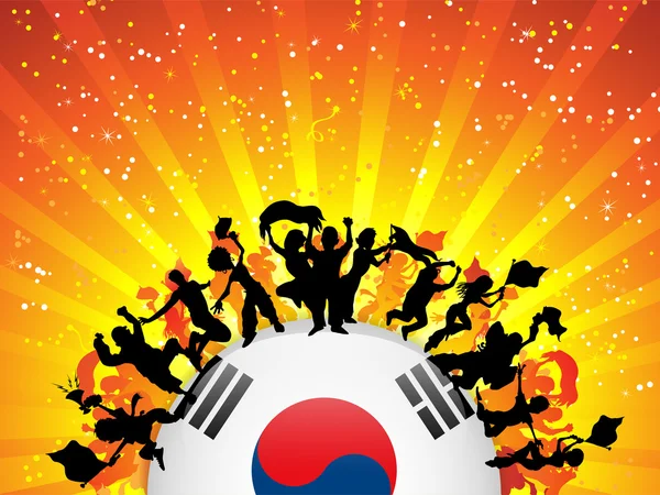 South Korea Sport Fan Crowd with Flag — Stock Vector